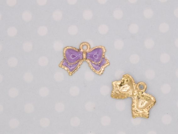 Подвеска цветная Бант Сиреневый и золото, эмаль