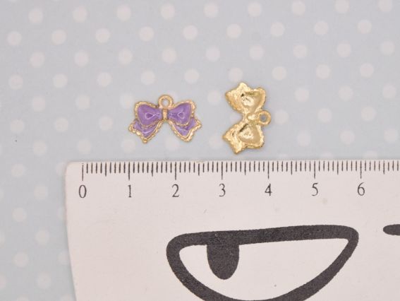 Кольорова підвіска, шарм Бант Бузковий , з емалевим покриттям, 1 шт