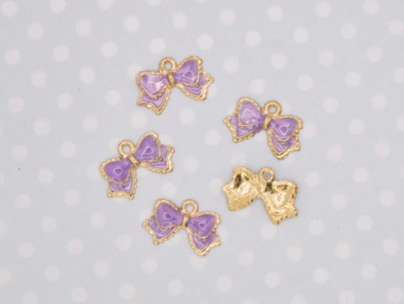 Кольорова підвіска, шарм Бант Бузковий , з емалевим покриттям, 1 шт