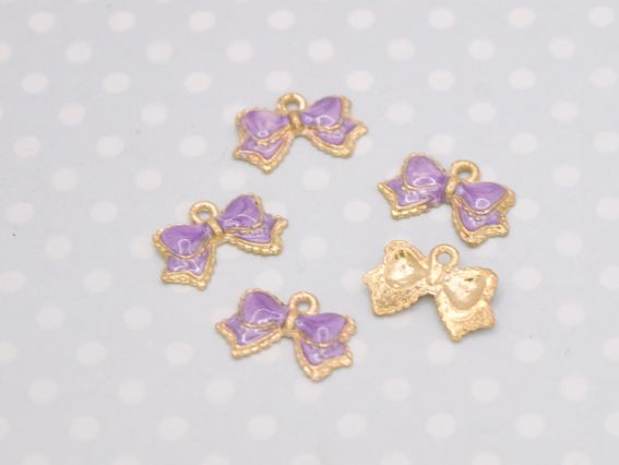 Кольорова підвіска, шарм Бант Бузковий , з емалевим покриттям, 1 шт