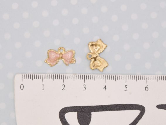 Кольорова підвіска, шарм Бант Рожевий , з емалевим покриттям, 1 шт