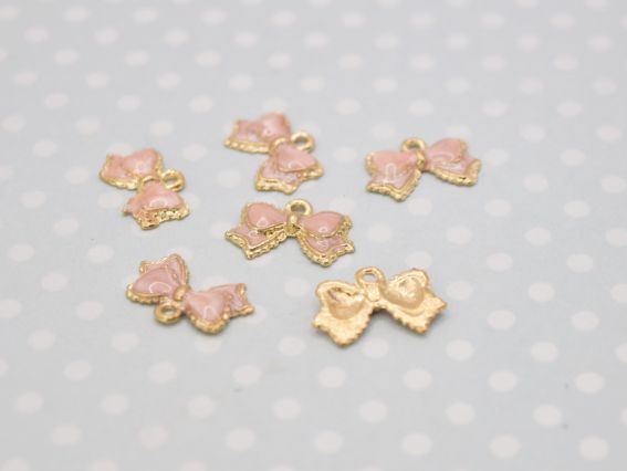 Кольорова підвіска, шарм Бант Рожевий , з емалевим покриттям, 1 шт