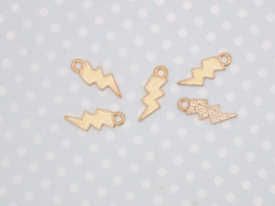 Кольорова підвіска, шарм Блискавка біла , з емалевим покриттям, біла, 1 шт