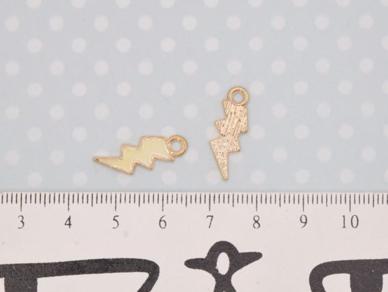 Кольорова підвіска, шарм Блискавка біла , з емалевим покриттям, біла, 1 шт