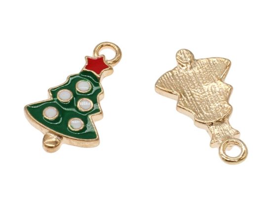 Подвеска цветная Ёлка (эмаль) №1 с шариками, 1 шт