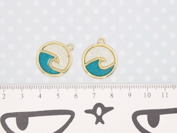 Кольорова підвіска, шарм Чарівна хвиля, золота з блиском, 1 шт