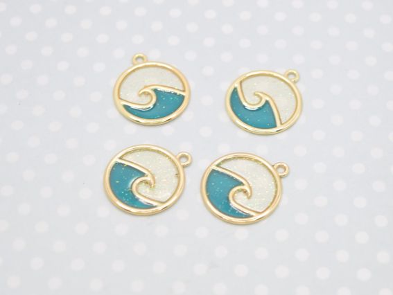 Кольорова підвіска, шарм Чарівна хвиля, золота з блиском, 1 шт