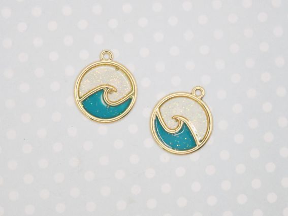 Кольорова підвіска, шарм Чарівна хвиля, золота з блиском, 1 шт