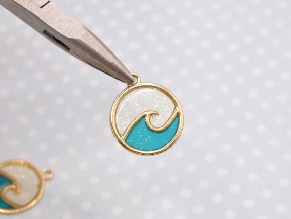 Кольорова підвіска, шарм Чарівна хвиля, золота з блиском, 1 шт