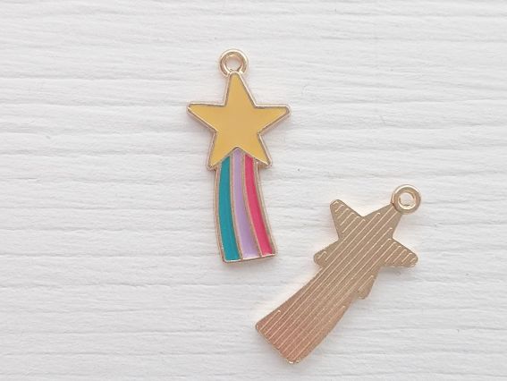 Кольорова підвіска, шарм Комета, з емалевим покриттям, 1 шт