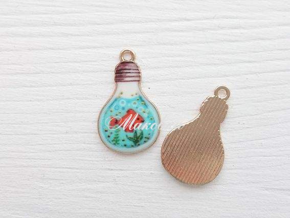 Подвеска цветная Лампа с рыбкой эмаль, 1 шт