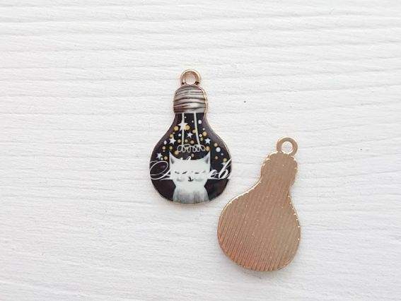 Подвеска цветная Лампа с котиком эмаль, 1 шт