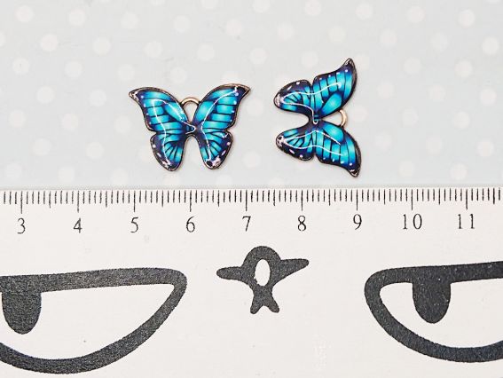 Кольорова підвіска, шарм Метелик Синьо-бірюзовий, з емалевим покриттям, 1 шт
