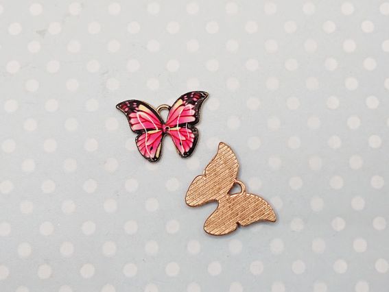Подвеска цветная Бабочка Бордово-розовая, эмаль