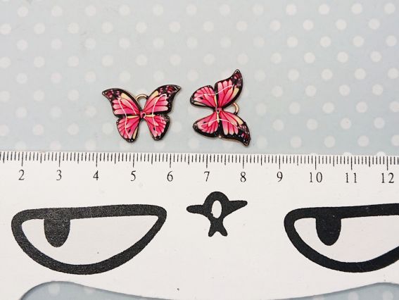 Кольорова підвіска, шарм Метелик Бордово-рожева, з емалевим покриттям, 1 шт