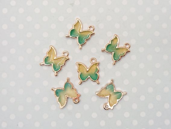 Кольорова підвіска, шарм Метелик Жовто-Зелений, з кольоровими крилами, 1 шт