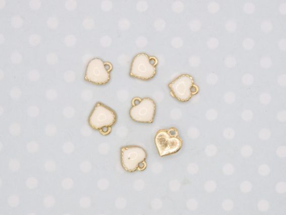 Подвеска цветная Сердце белое маленькое, эмаль