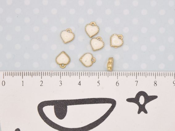 Кольорова підвіска, шарм Сердечко біле маленьке, з емалевим покриттям, 1 шт