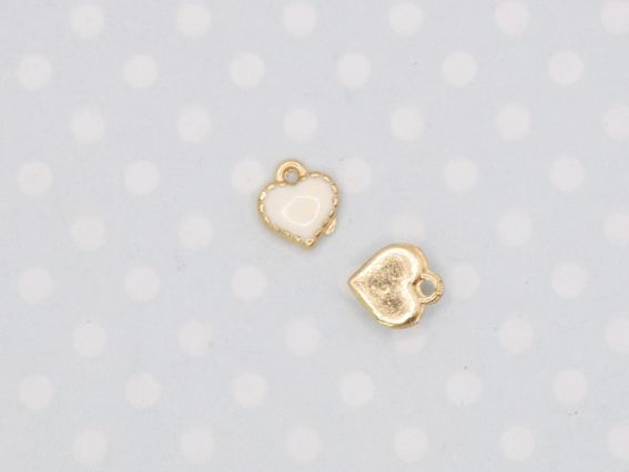 Кольорова підвіска, шарм Сердечко біле маленьке, з емалевим покриттям, 1 шт