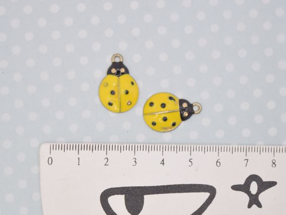 Кольорова підвіска, шарм жук Сонечко жовте , з емалевим покриттям, 1 шт
