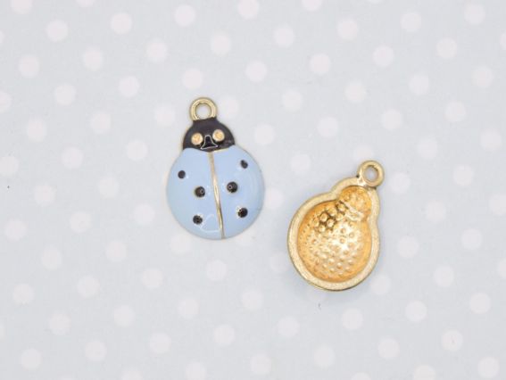 Подвеска цветная Божья коровка большая голубая, эмаль