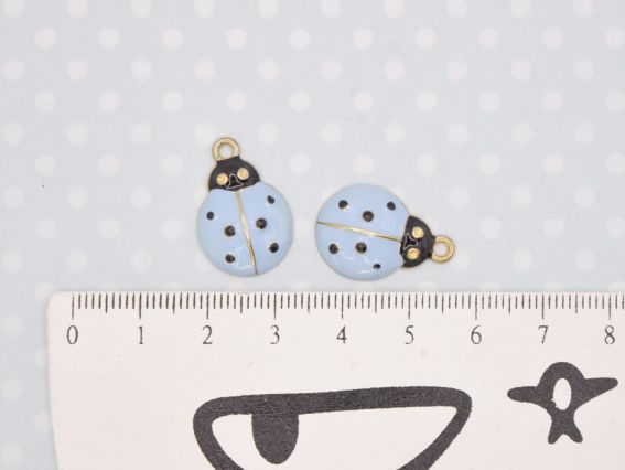 Кольорова підвіска, шарм жук Сонечко блакитне, з емалевим покриттям, 1 шт