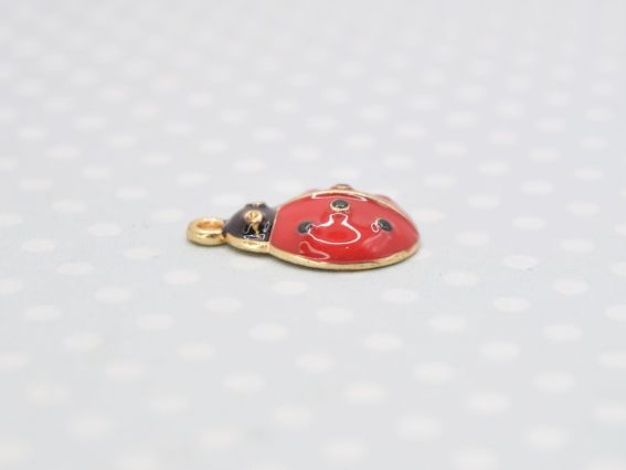 Кольорова підвіска, шарм жук Сонечко червоне, з емалевим покриттям, 1 шт