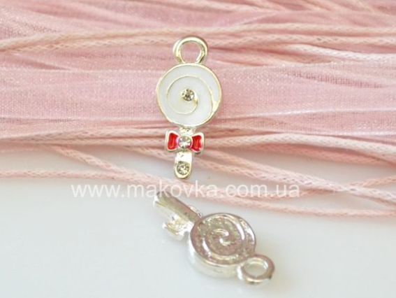 Подвеска Круглый леденец со стразой 1 шт белый Подвеска Круглый леденец со стразой 1 шт белый