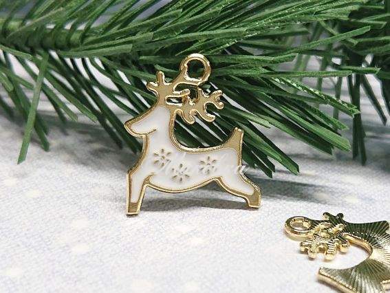 Подвеска цветная Олень Белый (эмаль)