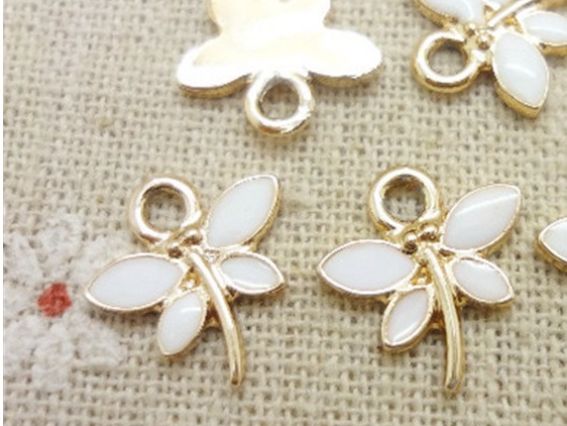 Підвіска кольорова Бабка маленька, емаль, біла, 1 шт Підвіска кольорова Бабка маленька, емаль, біла, 1 шт