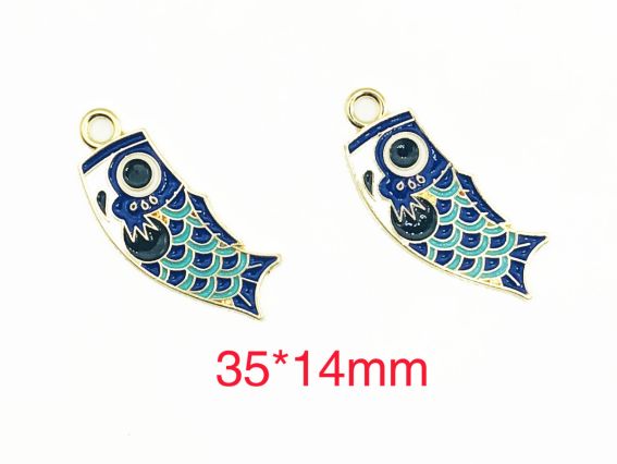 Цветная подвеска, шарм Рыба , с эмалевым покрытием , 1 шт