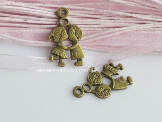 Подвеска Поцелуй (влюбленные мальчик и девочка), античная бронза, 50 шт Подвеска Поцелуй (влюбленные мальчик и девочка), античная бронза, 50 шт