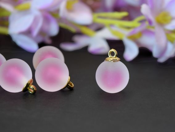  Подвеска - кулон Морозный шарик, Темно-розовый внутри