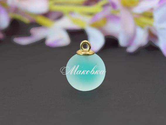  Подвеска - кулон Морозный шарик, Зеленый внутри