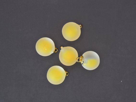 Кулон скляний Морозна кулька, напівпрозора Жовта  усередині , розмір 15 мм