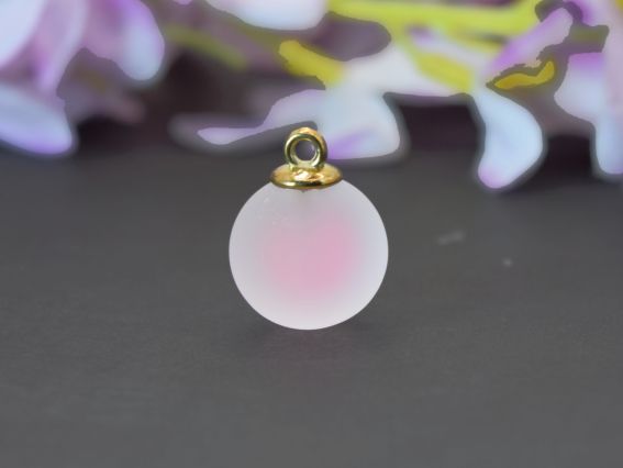 Подвеска - кулон Морозный шарик, Светло-розовый внутри