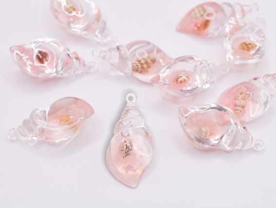 Підвіска - кулон Ракушка прозора Світло-Рожева із натуральною мушлею у середині Підвіска - кулон Ракушка прозора Світло-Рожева із натуральною мушлею у середині