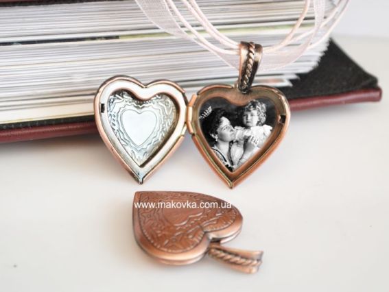 Кулон медальйон для фото №4 Серце 28х39 мм