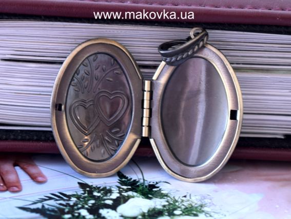 Овальный медальон , кулон для фото №15 2 сердца - 27x42x9 мм с бейлом, античная бронза, 1 шт