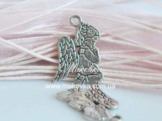 Подвеска Ангел Молится 17х23 мм, античное серебро, 1 шт