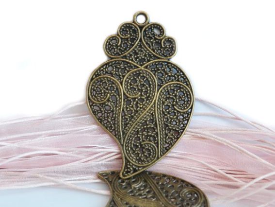 Подвеска Лист филигрань 74х48 мм, античная бронза, 1 шт Подвеска Лист филигрань 74х48 мм, античная бронза, 1 шт