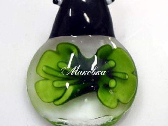 Подвеска Lampwork Жучок зеленая