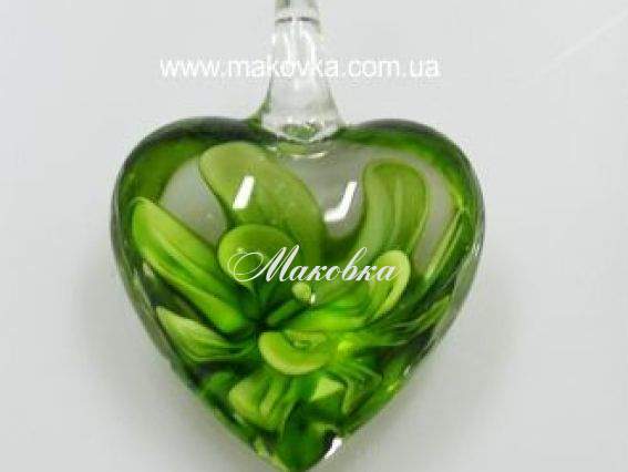 Подвеска Lampwork Сердце зеленая