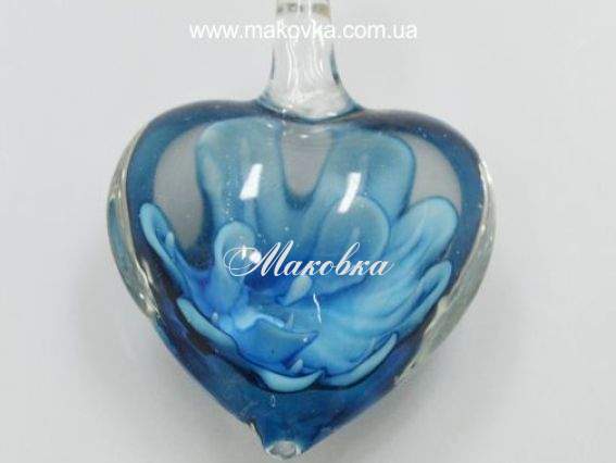 Подвеска Lampwork Сердце голубая