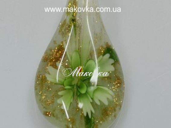 Подвеска Lampwork Капля 1 зеленая Подвеска Lampwork Капля 1 зеленая