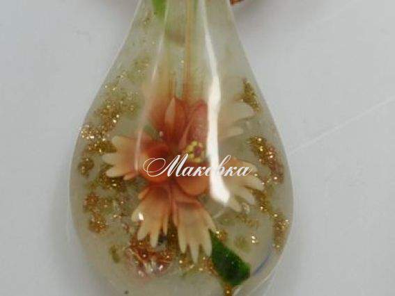 Подвеска Lampwork Капля 1 красная