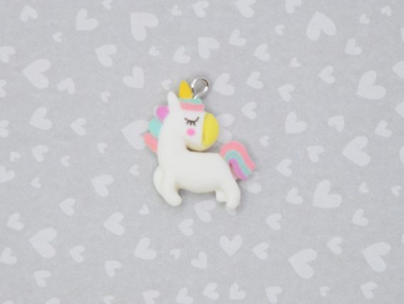 Подвеска Единорог Белый с радужной гривой, 23 мм.