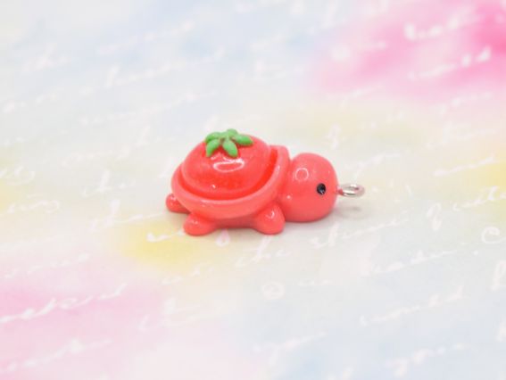 Підвіска , кулон Черепашка  Червона з помідоркою 28мм, для обвісів у стилі Kidcore та Y2K, полімерна смола 