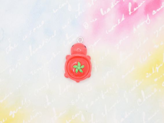 Підвіска , кулон Черепашка  Червона з помідоркою 28мм, для обвісів у стилі Kidcore та Y2K, полімерна смола 