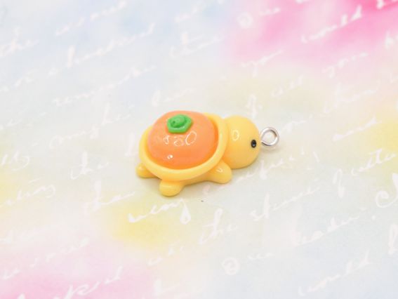 Підвіска , кулон Черепашка Жовта з апельсином 28мм, для обвісів у стилі Kidcore та Y2K, полімерна смола 